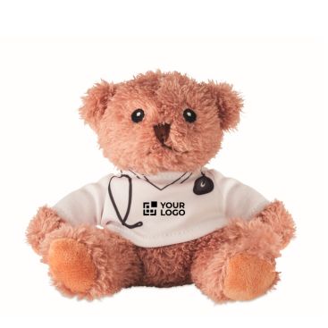 Peluche medico in poliestere con maglietta bianca stampata