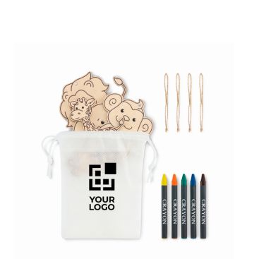Set di pittura per bambini con decorazioni da appendere in legno e matite