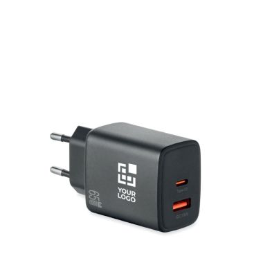 Caricatore da parete UE con porta USB-A e USB-C a ricarica rapida 65W