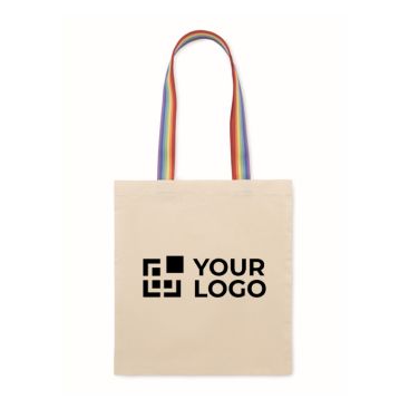 Borsa tote bag in cotone con manici arcobaleno 180 g/m²