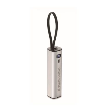 Powerbank in alluminio riciclato con indicatore di batteria e cavo 5.000mAh