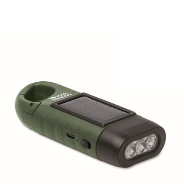 Torcia in plastica rigida a 3 LED con pannello solare e dinamo manuale