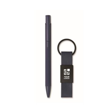 Set regalo con penna in alluminio riciclato e portachiavi in PU