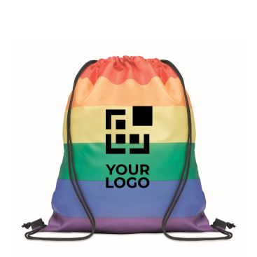 Zainetto a sacca con trama arcobaleno vista area di stampa