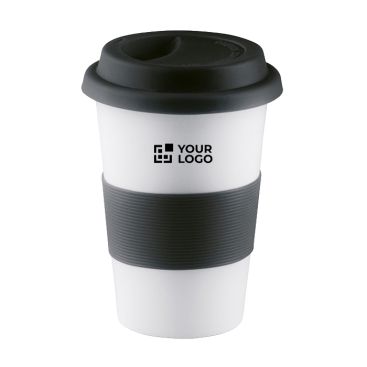 Tazza personalizzata in ceramica con coperchio 400ml colore grigio