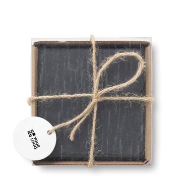 Set di 4 sottobicchieri con logo personalizzato realizzati in ardesia
