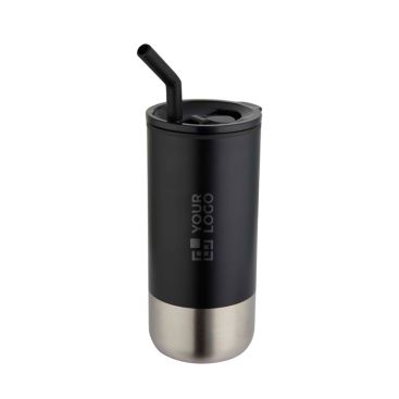 Bicchiere termico con cannuccia in acciaio e puntale in silicone 480ml