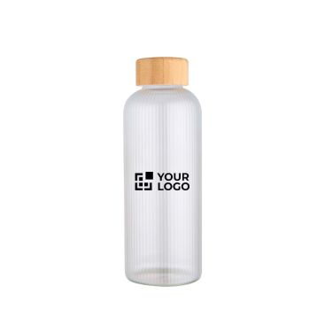Bottiglia in vetro borosilicato a parete singola con tappo in bambù 650ml