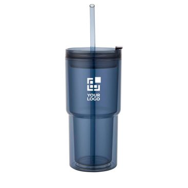 Bicchiere a doppia parete con coperchio girevole e cannuccia integrata 480ml