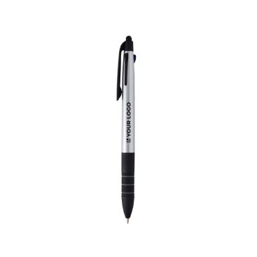 Penna 3 in 1 con stylus e 3 inchiostri con finitura metallica