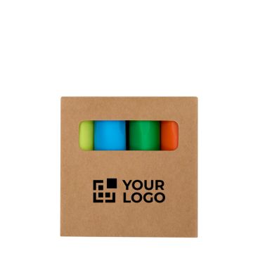 Set di mini evidenziatori fluorescenti 4 colori in scatola kraft