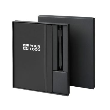 Set regalo con taccuino con copertina rigida e penna a inchiostro nero
