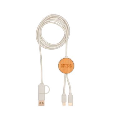 Cavo di ricarica rapida in plastica riciclata e bambù 5 in 1 27 W