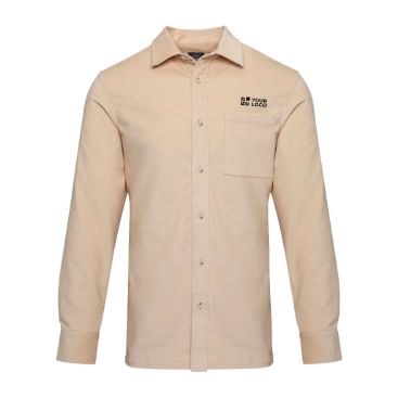Camicia unisex in velluto a coste dal taglio dritto e maniche lunghe 252 g/m2 Elevate