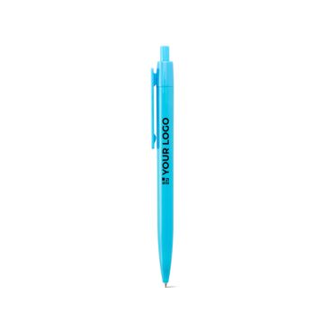 Penna a sfera in plastica con clip ampia e finitura lucida, inchiostro blu