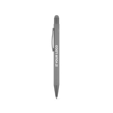 Penna in alluminio riciclato con punta touch e finitura gommata, inchiostro blu