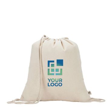 Sacchetto con coulisse in cotone riciclato color naturale 180 g/m2