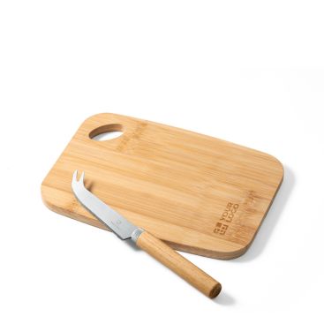 Coltello da formaggio con tagliere color naturale terza vista