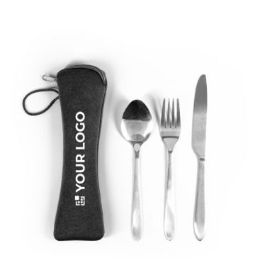 Set posate 3 pezzi in acciaio inox con custodia