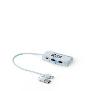 Hub USB effetto acqua e 4 porte con supporto per smartphone