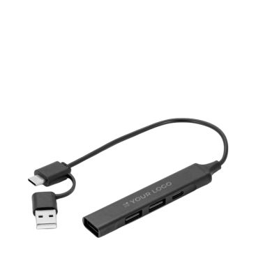 Hub USB multifunzione ecologico con 4 porte e ricarica da 10W