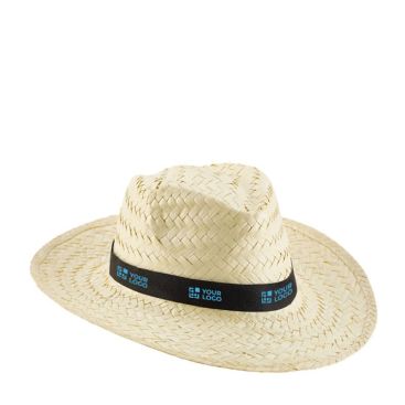 Cappello di paglia naturale con nastro in poliestere