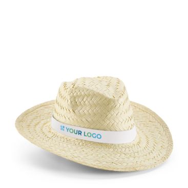 Cappello di paglia naturale con nastro sublimato incluso