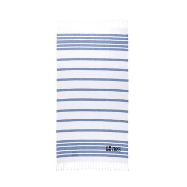 Telo mare in cotone e poliestere a righe con frange 180 g/m2