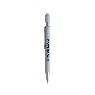 Penna in alluminio riciclato con spinner e puntatore touch, inchiostro blu
