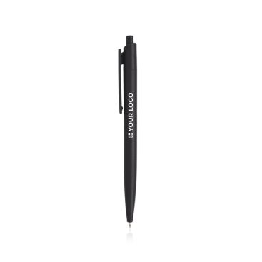 Penna ecologica con corpo monocolore e clip larga con inchiostro blu
