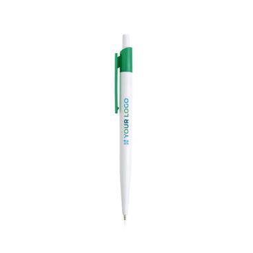 Penna in plastica riciclata con clip larga colorata con inchiostro blu