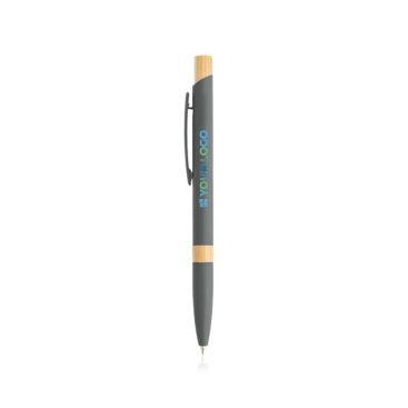 Penna in alluminio riciclato con dettagli in bambù inchiostro blu
