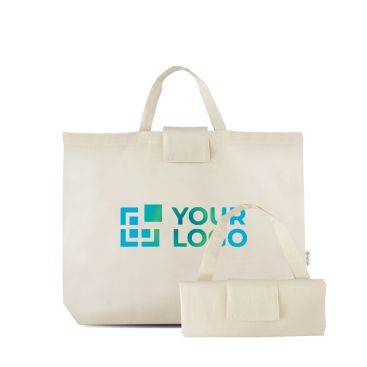 Borsa della spesa pieghevole in cotone e plastica riciclati 140 g/m²