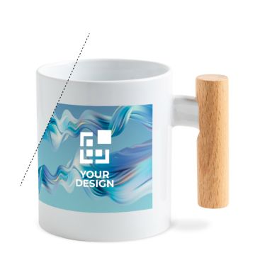 Tazza in ceramica ideale per sublimazione con manico in legno 325ml