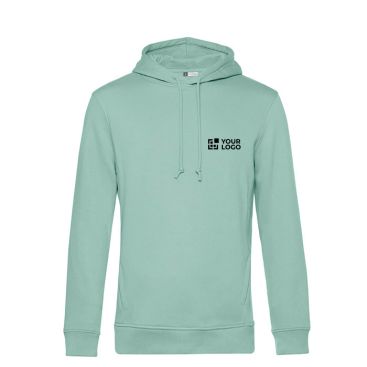 Felpa con cappuccio in cotone organico e poliestere 280 g/m² B&C color verde menta