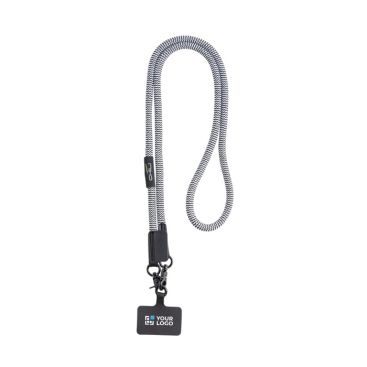 Lanyard in RPET con supporto per smartphone e doppio moschettone