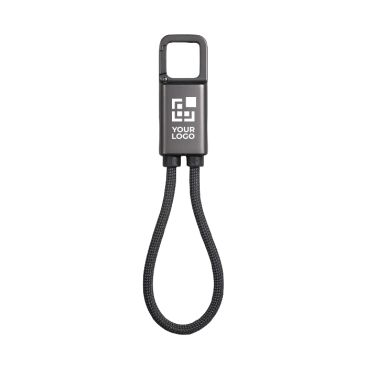 Portachiavi in plastica riciclata con cavo USB-C e ricarica rapida 60W