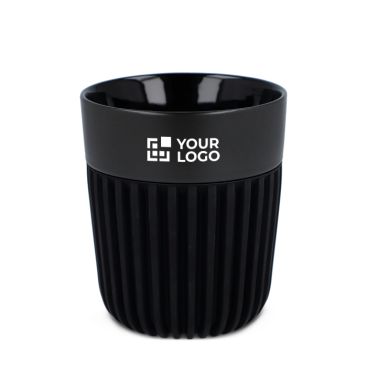 Tazza prodotta in Europa con fascia in silicone nera 280 ml