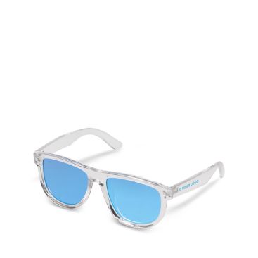 Occhiali da sole con montatura trasparente e lenti specchiate UV400