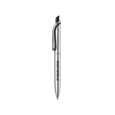 Penna a sfera in plastica metallizzata con clip solida e refill jumbo blu