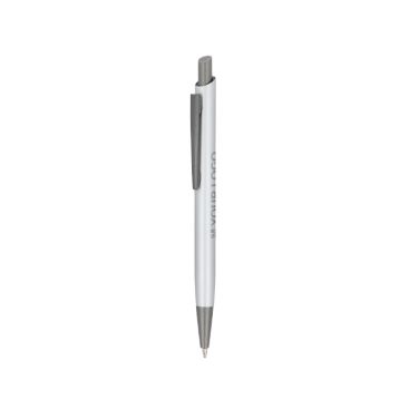Penna a sfera in alluminio con clip in metallo e finitura soft-touch, inchiostro blu