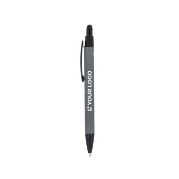 Penna in alluminio riciclato soft-touch con inchiostro blu