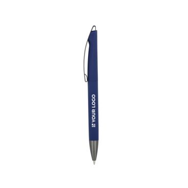 Penna a scatto in plastica con finitura soft touch e inchiostro blu