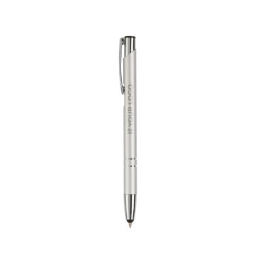 Penna in alluminio con puntatore per schermo touch, inchiostro blu