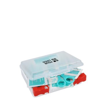 Kit di pronto soccorso in custodia di plastica conforme alle norme UE
