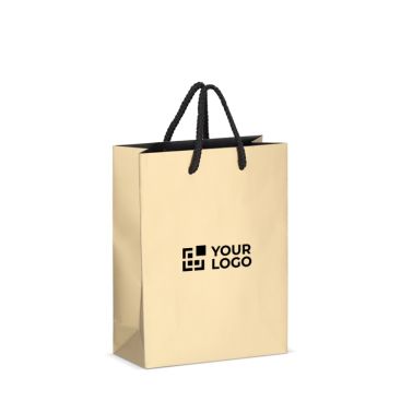 Borsa regalo in carta con manici e interno nero 18x8x24 cm