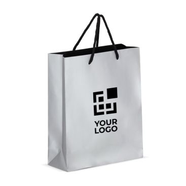 Borsa regalo in carta con manici e interno nero 24x10x30 cm