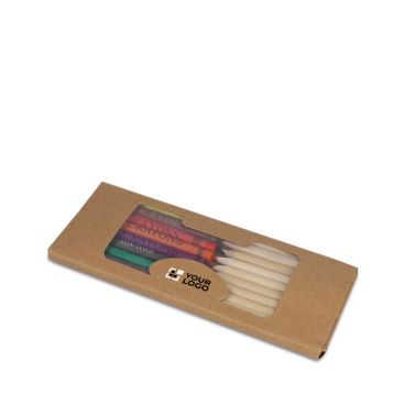 Set con pastelli e colori a cera in carta kraft promozionale