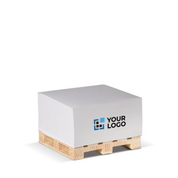 Cubo post-it con 420 foglietti lisci FSC su pallet in legno 10x10x5 cm