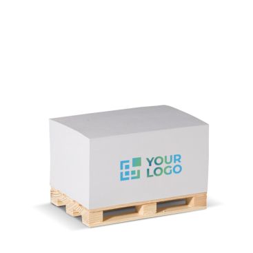 Cubo post-it con 530 foglietti lisci FSC su pallet in legno 12x8x6 cm
